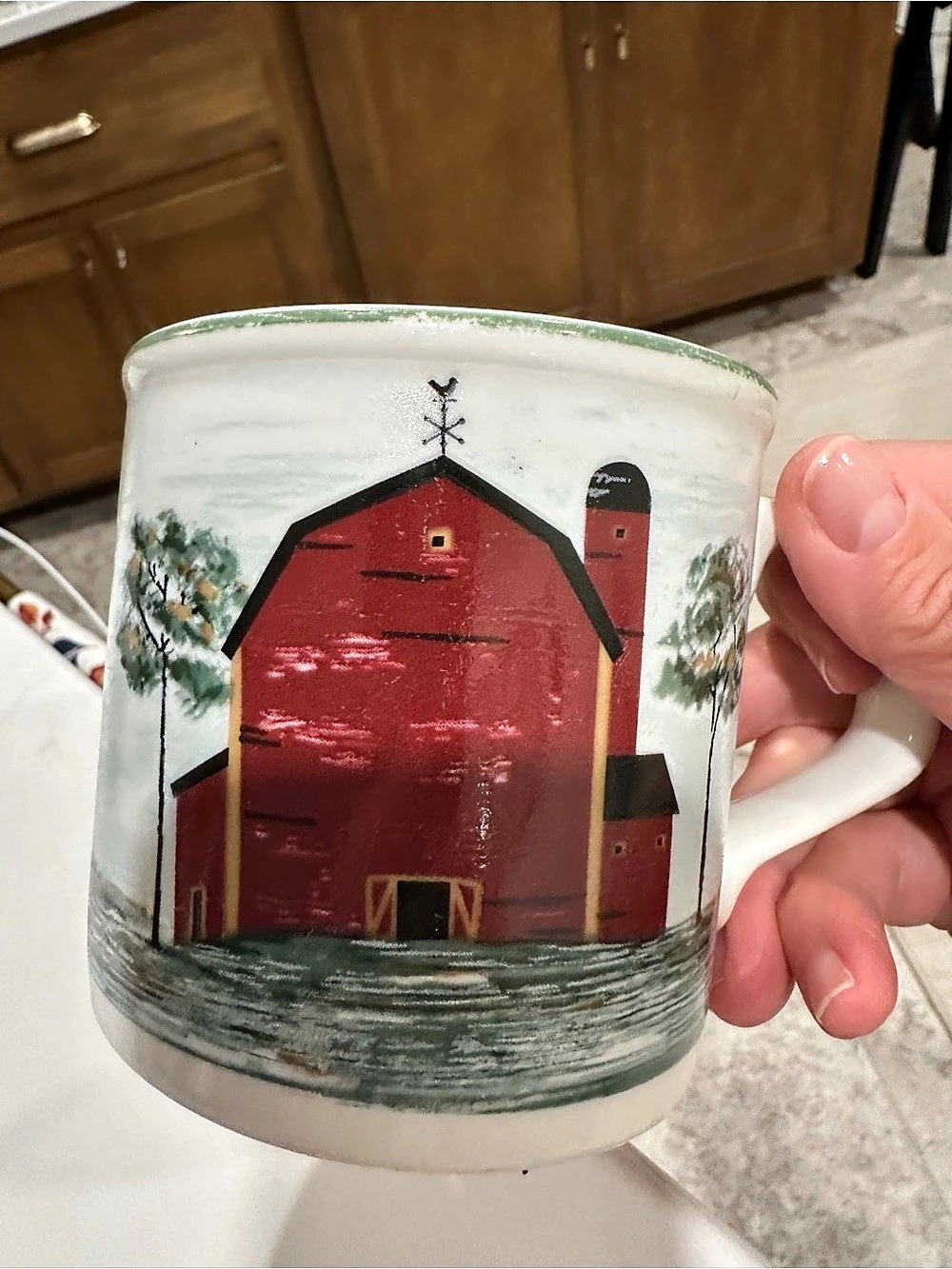 2 -Prairie Barn Mugs in White & Red
